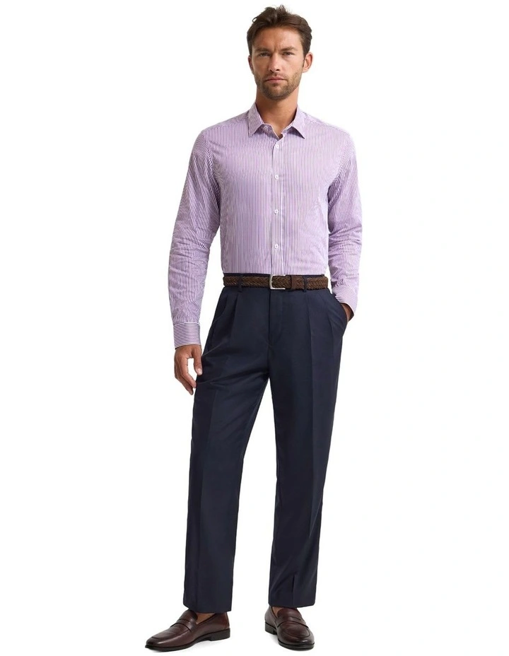 Beckton Stripe Slim Fit Luxury Shirt in Purple image 5