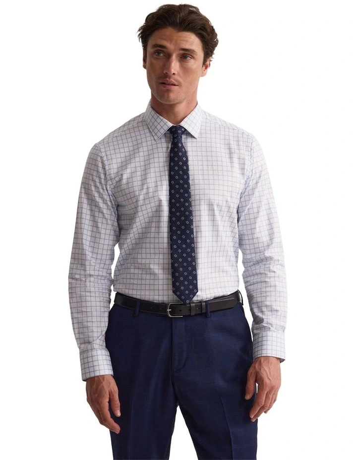 Beckton Slim Fit Luxury Shirt in White/Sky image 1