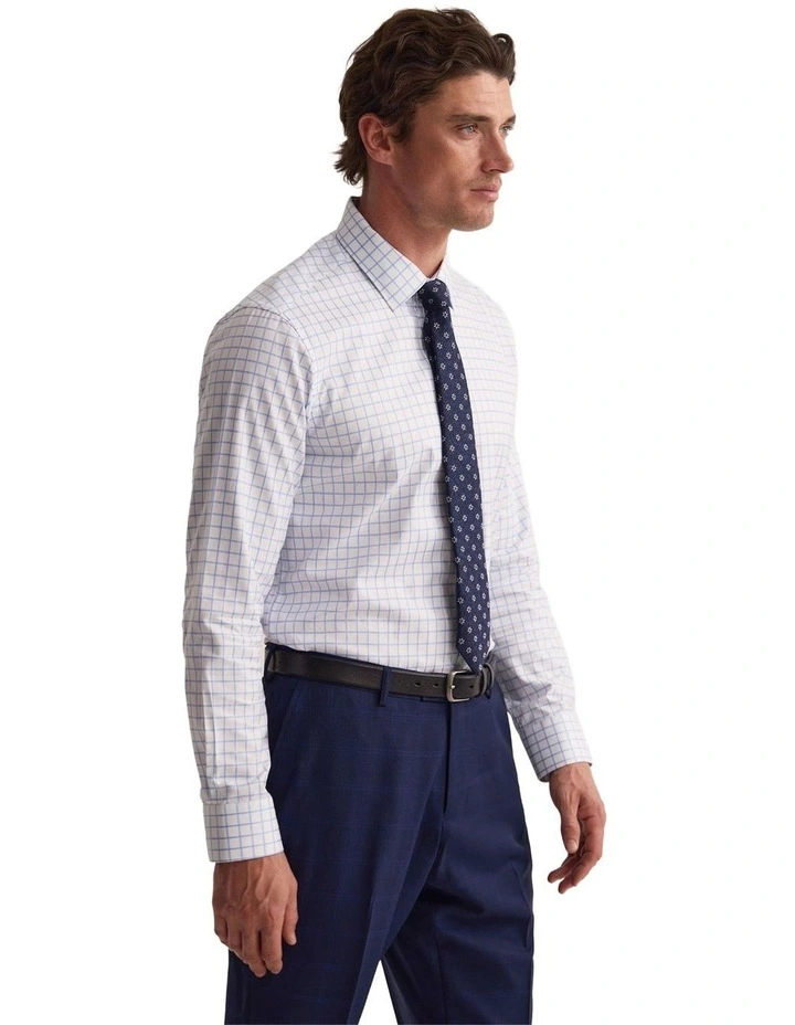 Beckton Slim Fit Luxury Shirt in White/Sky image 3
