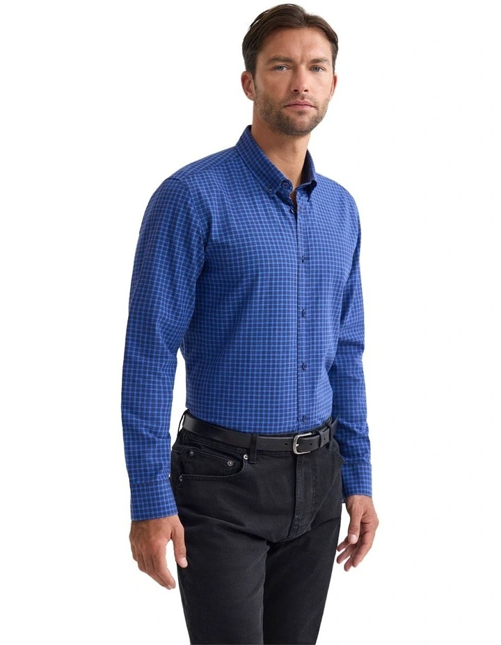 Holloway Brushed Check Shirt in Blue image 3