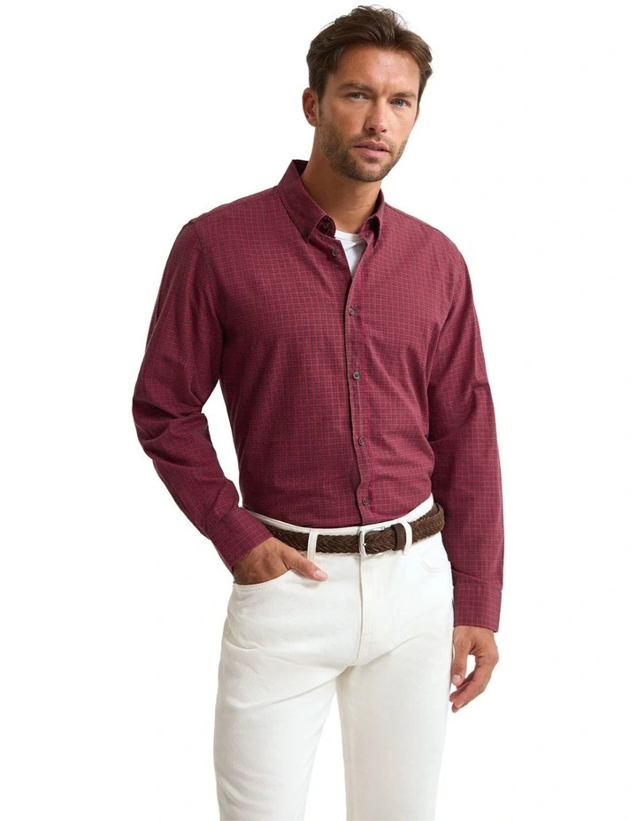 Holloway Brushed Check Shirt in Red image 1