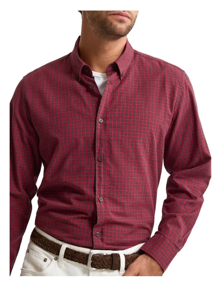 Holloway Brushed Check Shirt in Red image 2