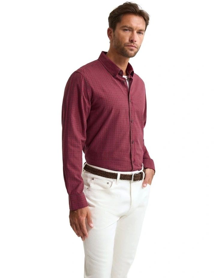Holloway Brushed Check Shirt in Red image 3