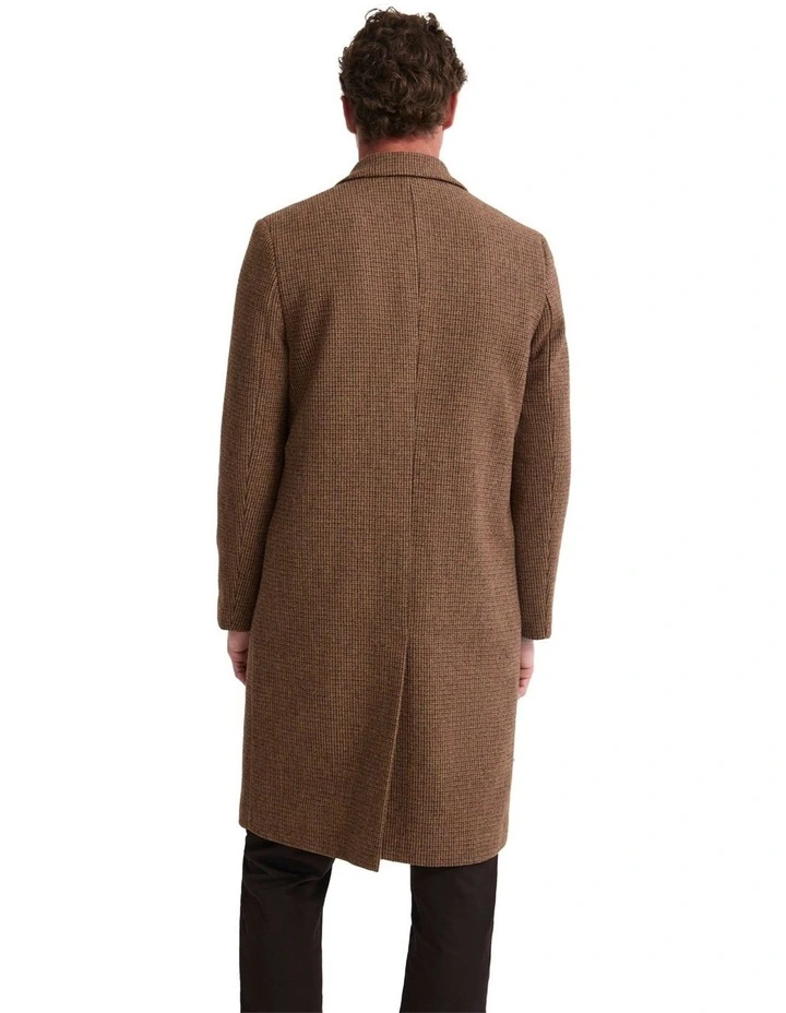 George Wool Rich Coat in Brown Mini Check image 3
