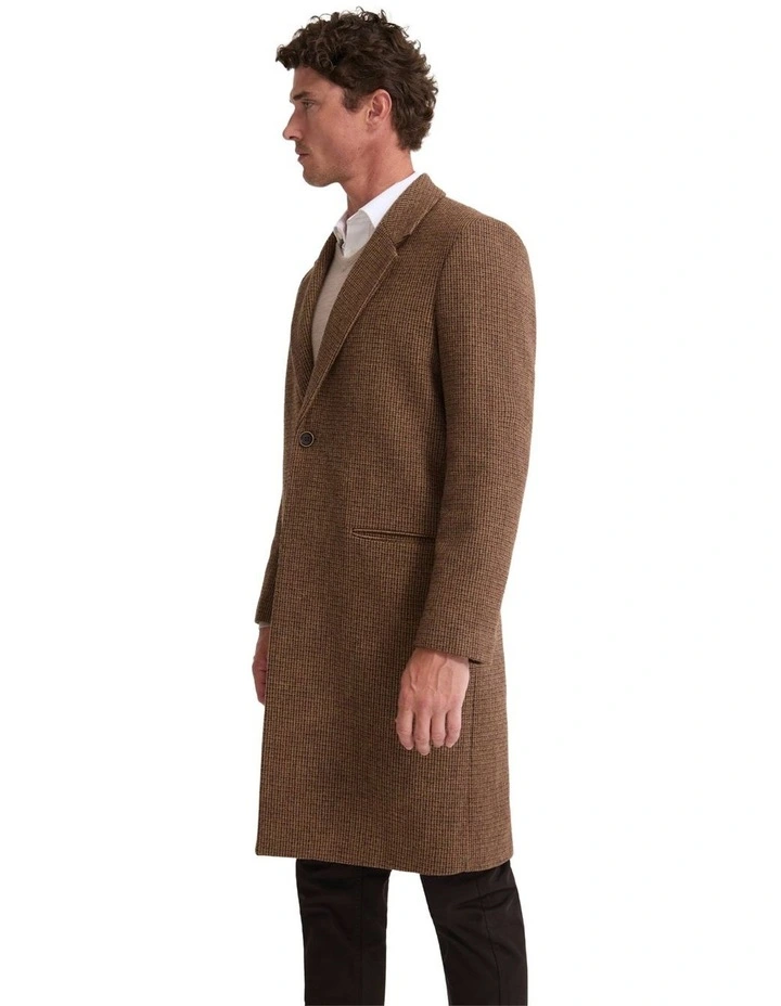 George Wool Rich Coat in Brown Mini Check image 4