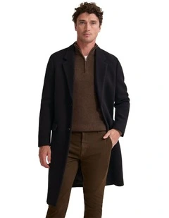 George Wool Rich Coat in Black Twill