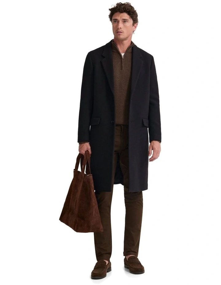 George Wool Rich Coat in Black Twill image 2