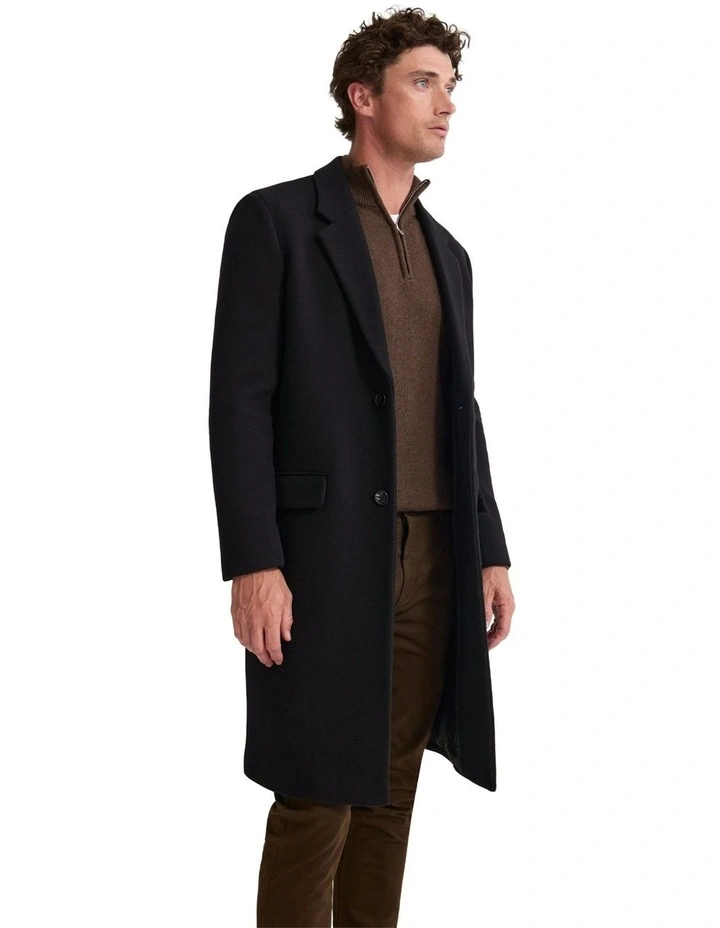 George Wool Rich Coat in Black Twill image 4