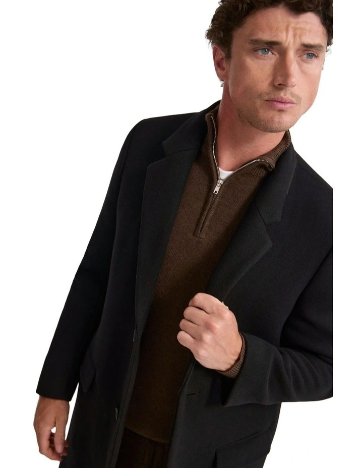 George Wool Rich Coat in Black Twill image 5