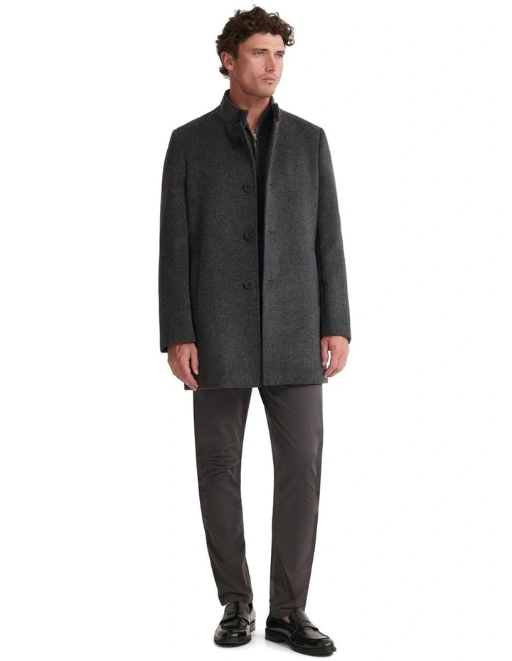 Dunbar Wool Rich Coat in Grey Herringbone image 2