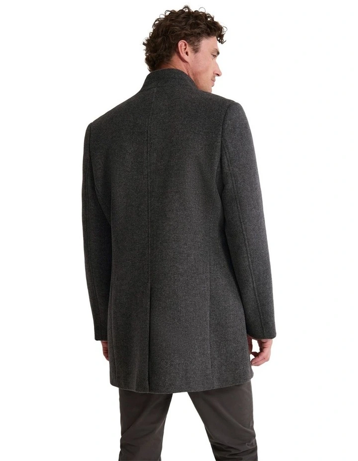 Dunbar Wool Rich Coat in Grey Herringbone image 3
