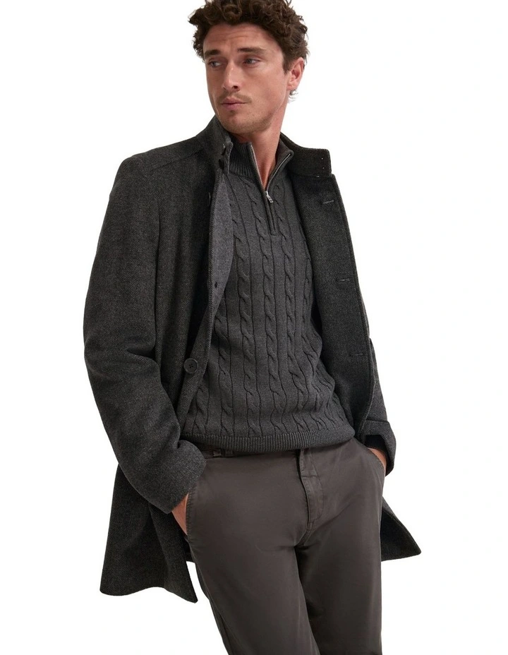 Dunbar Wool Rich Coat in Grey Herringbone image 5