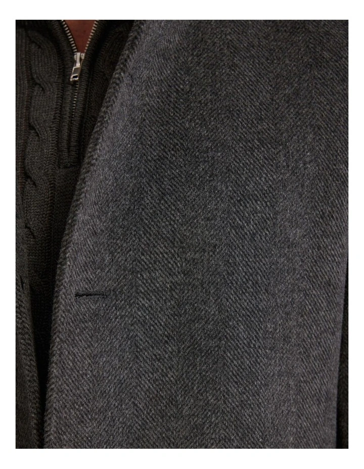 Dunbar Wool Rich Coat in Grey Herringbone image 6