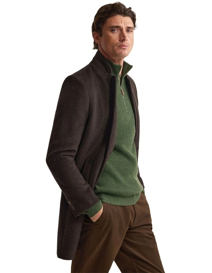 Austin Wool Rich Coat in Chocolate image 2