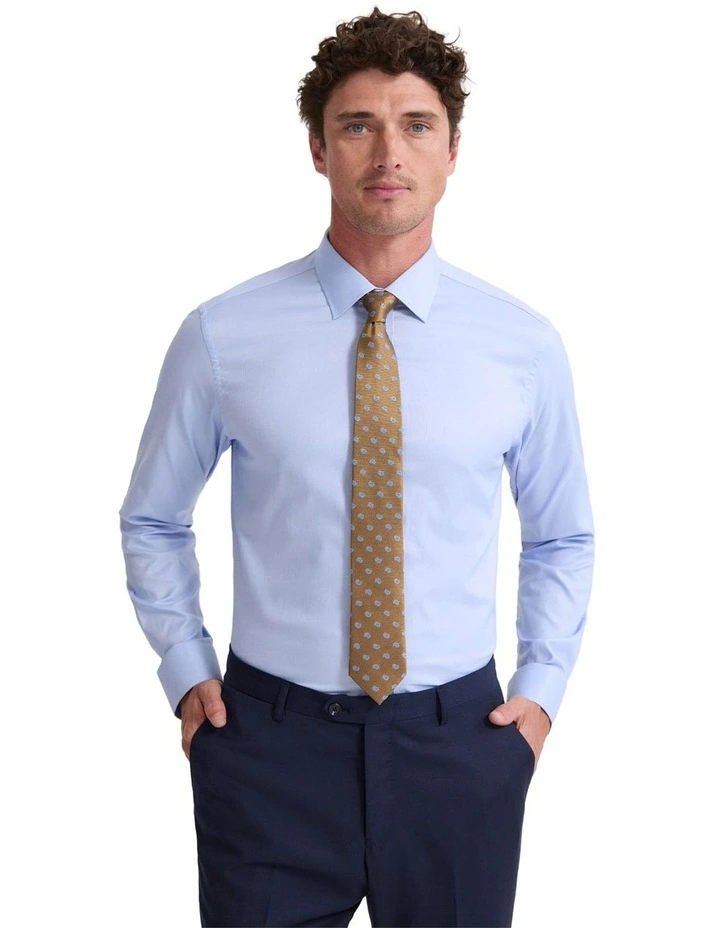 Beckton Slim Fit Cotton Shirt in Sky image 1