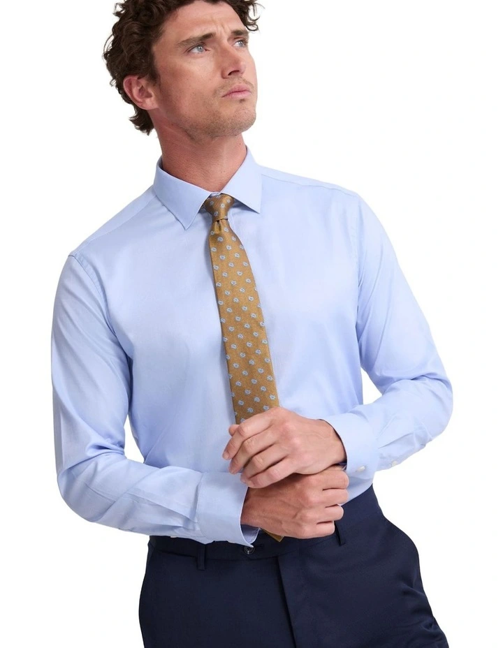 Beckton Slim Fit Cotton Shirt in Sky image 2