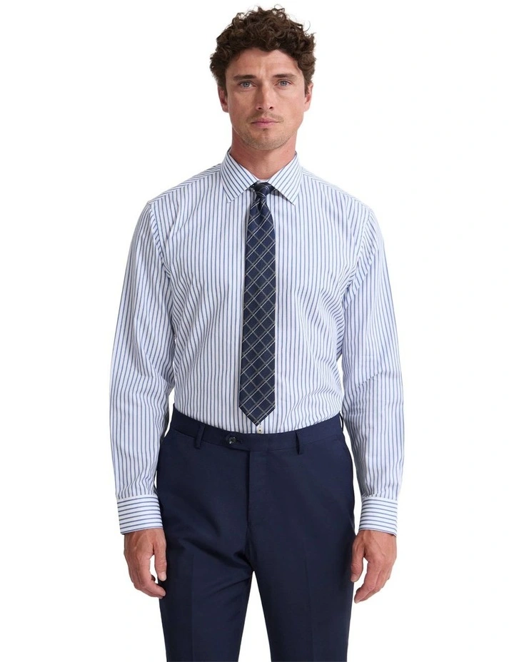 Islington Classic Fit Stripe Shirt in Navy image 1