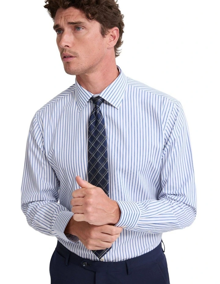 Islington Classic Fit Stripe Shirt in Navy image 2
