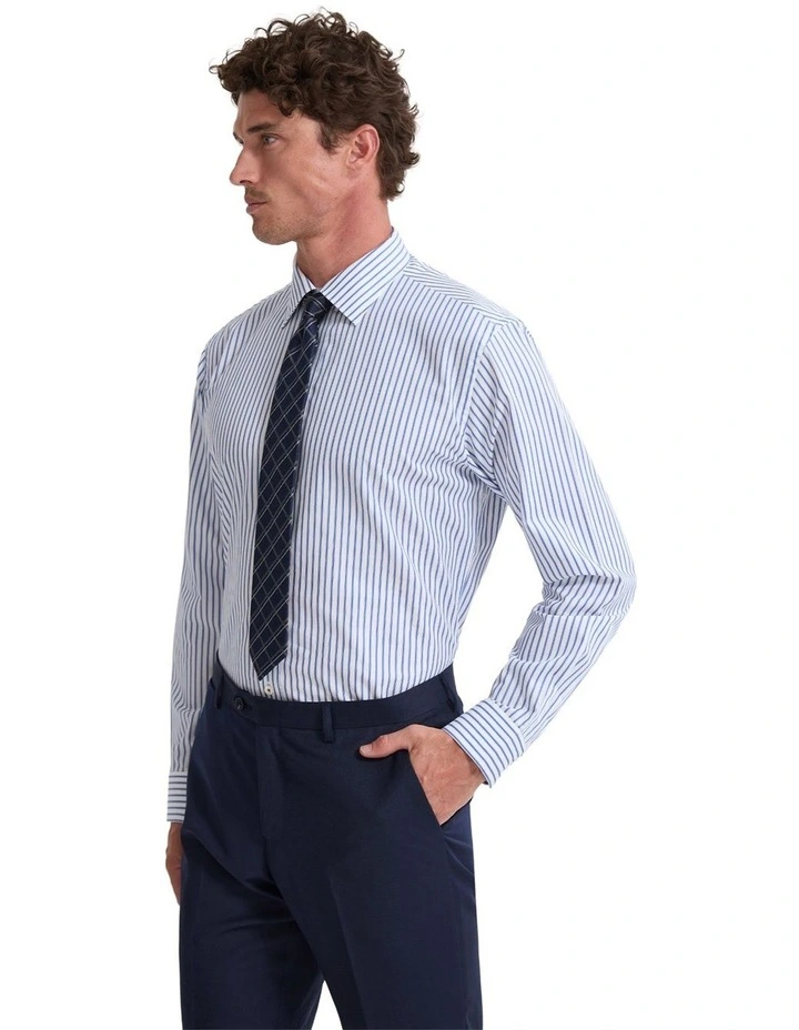 Islington Classic Fit Stripe Shirt in Navy image 3