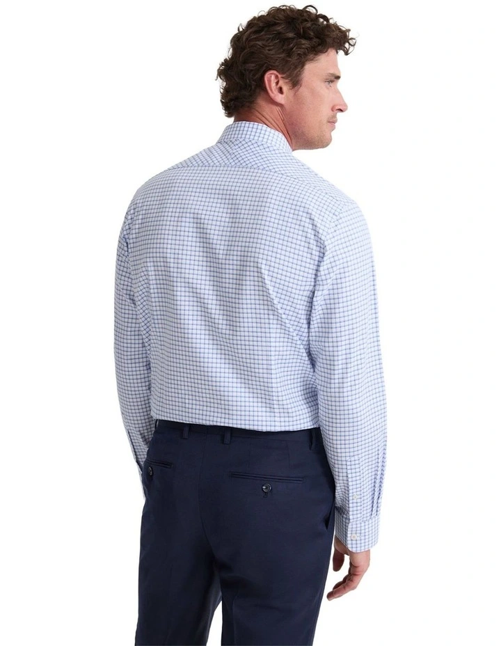 Beckton Slim Fit Cotton Shirt in Sky And Navy Check image 4