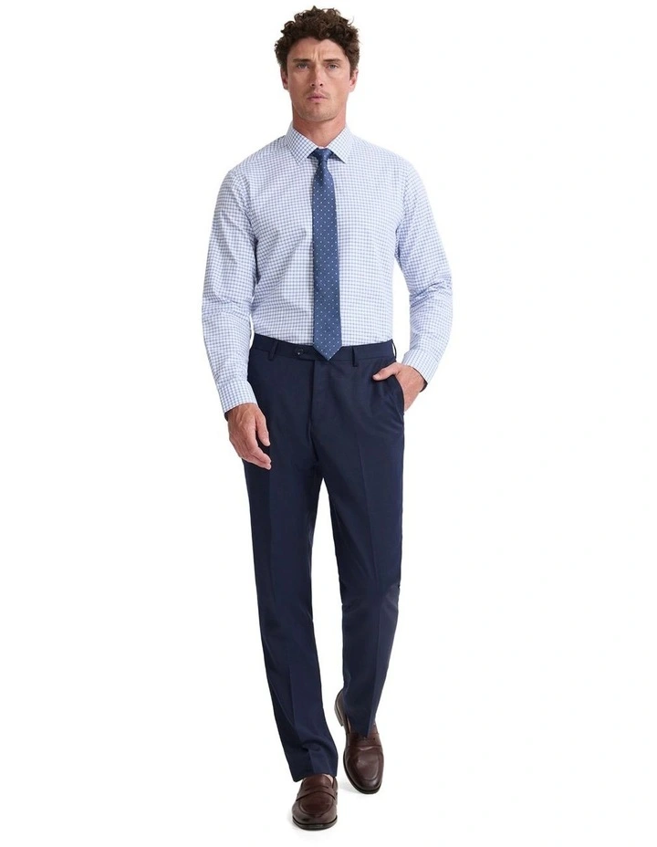 Beckton Slim Fit Cotton Shirt in Sky And Navy Check image 5