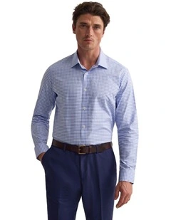 Beckton Slim Fit Cotton Shirt in Sky