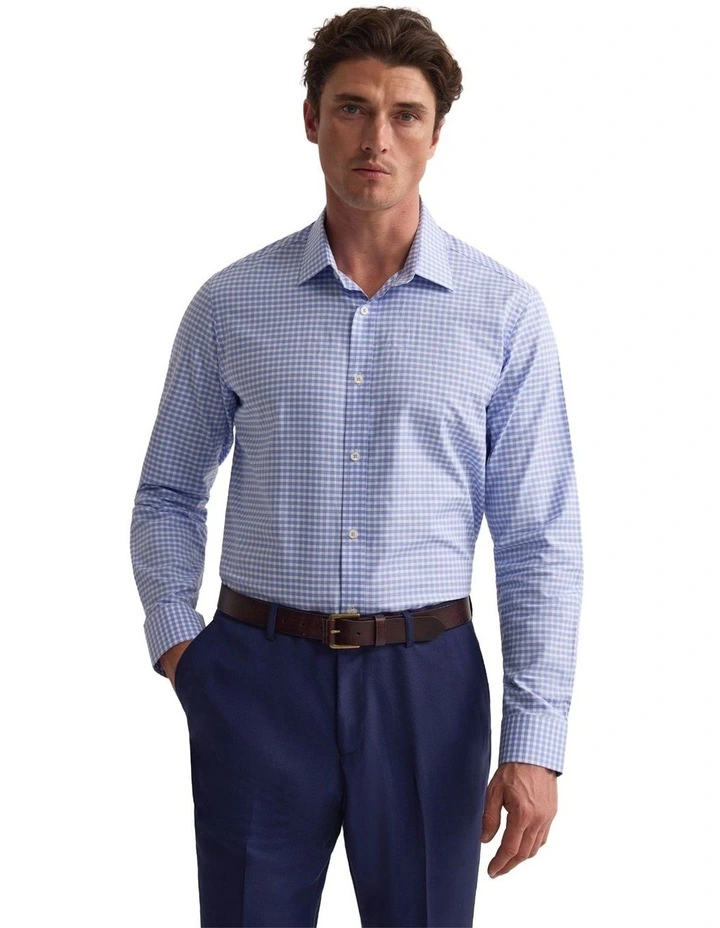Beckton Slim Fit Cotton Shirt in Sky image 5