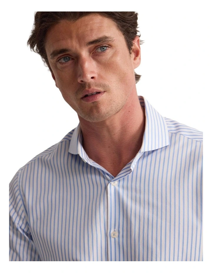 Kensington Ton Slim Fit Shirt in Blue Stripe image 2