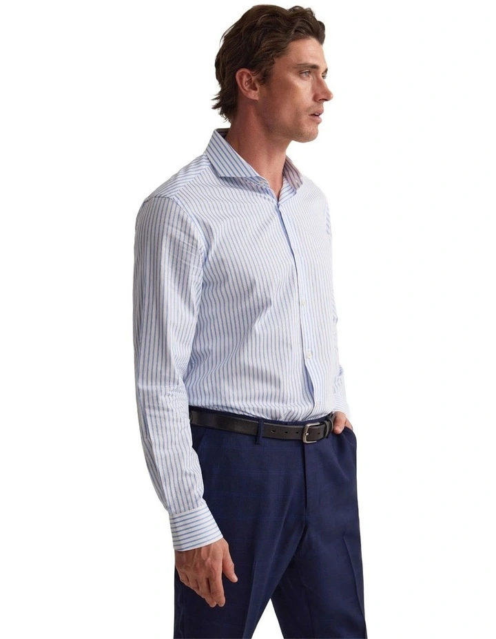 Kensington Ton Slim Fit Shirt in Blue Stripe image 3