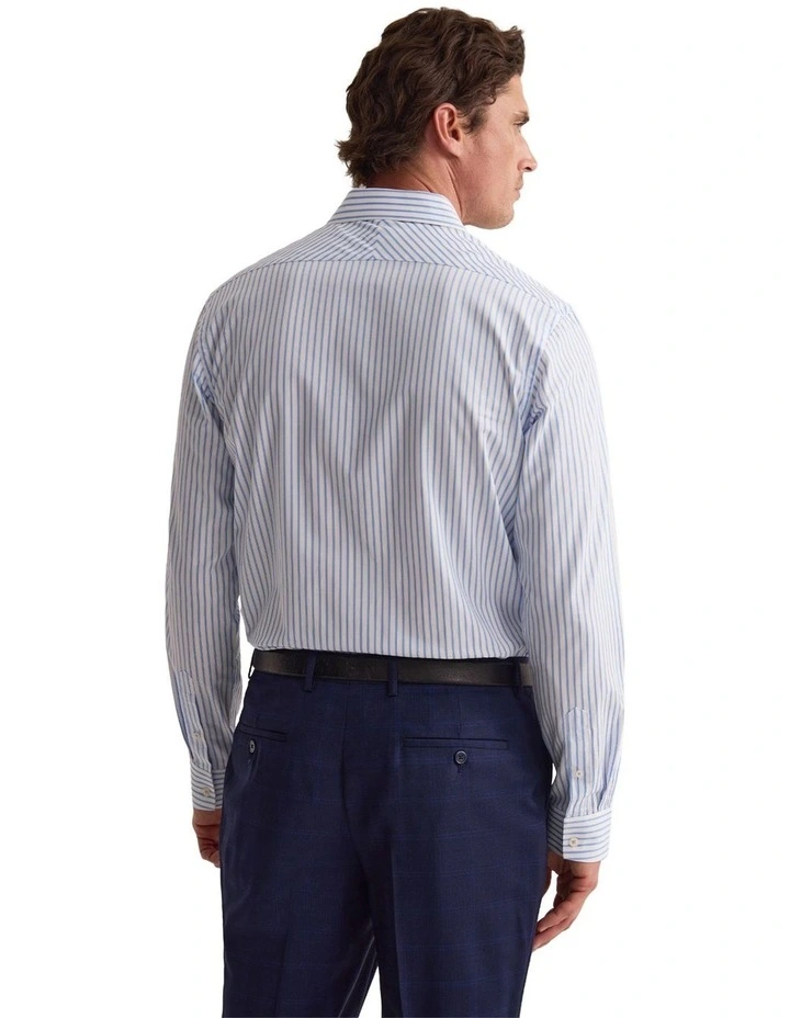 Kensington Ton Slim Fit Shirt in Blue Stripe image 4