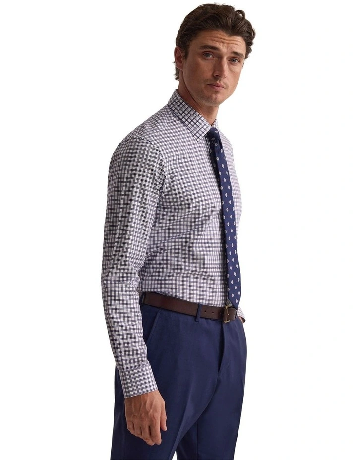Beckton Slim Fit Cotton Shirt in Navy image 2