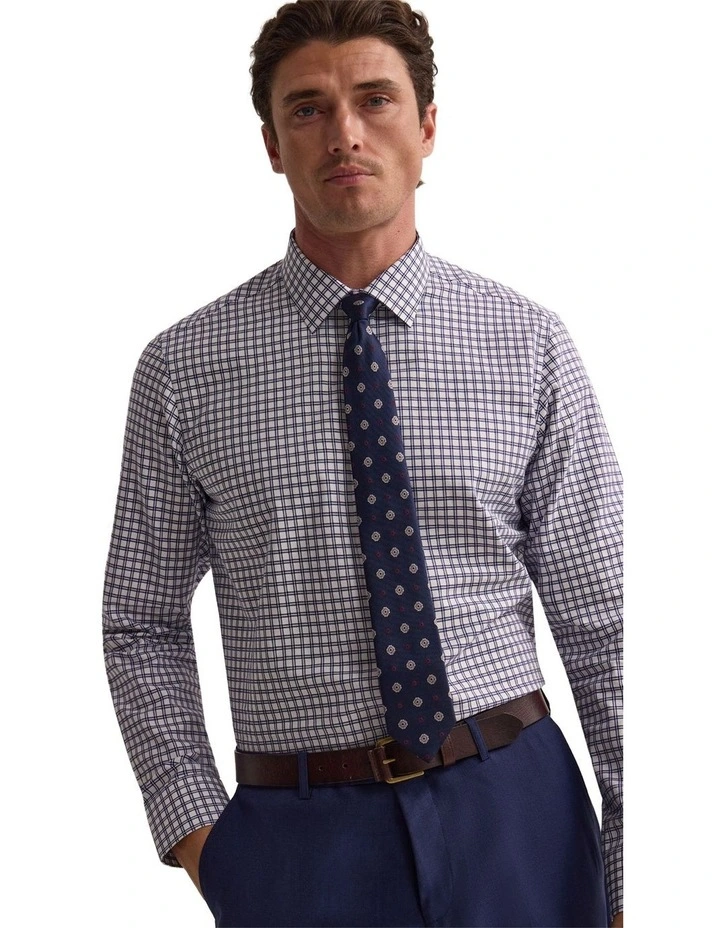 Beckton Slim Fit Cotton Shirt in Navy image 3