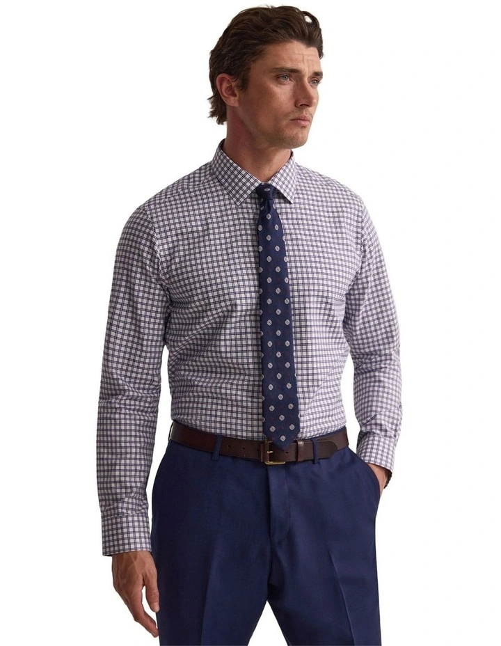 Beckton Slim Fit Cotton Shirt in Navy image 5