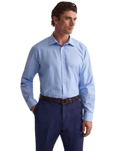 Regent Classic Fit Cotton Shirt in Blue