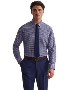 Beckton Slim Fit Cotton Shirt in Navy