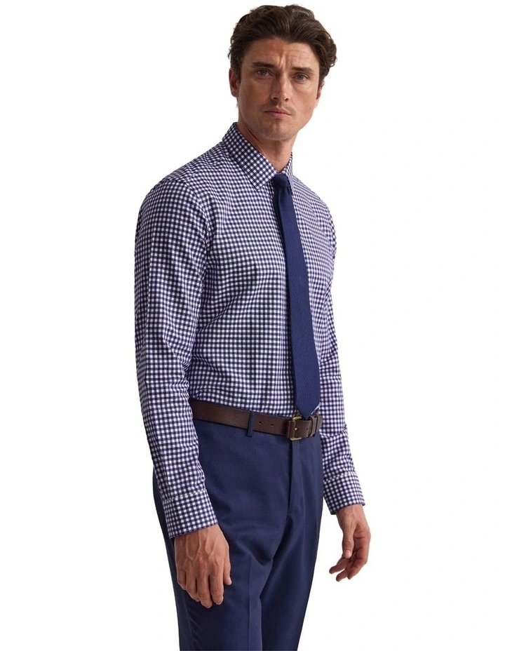 Beckton Slim Fit Cotton Shirt in Navy image 2