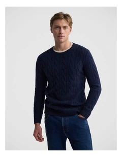 Aspen Cable Knit in Deep Navy