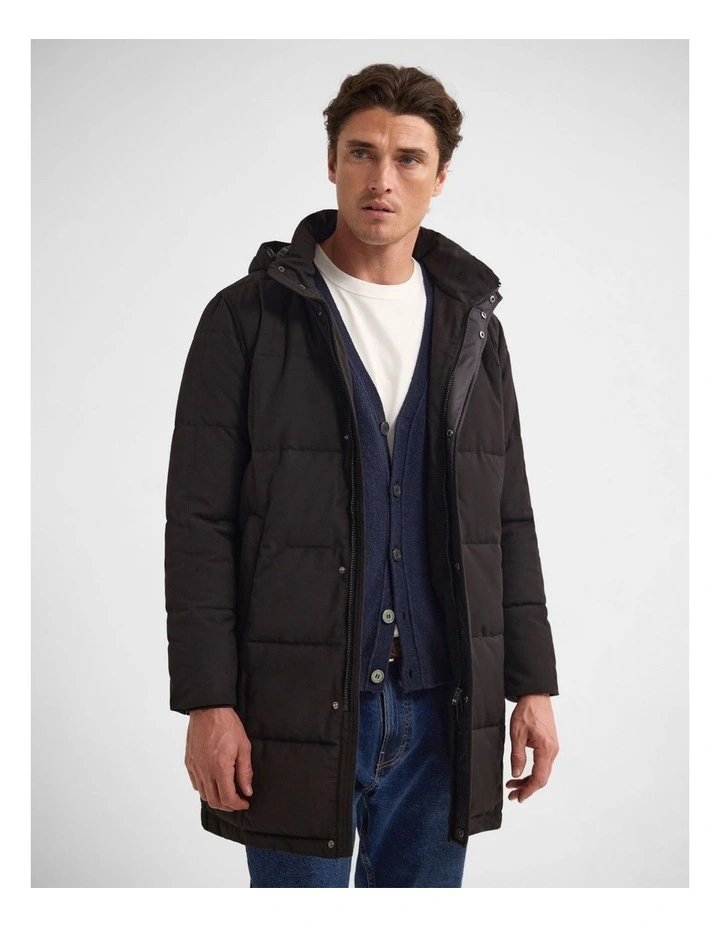 Hugh Puffer Coat in Black image 1