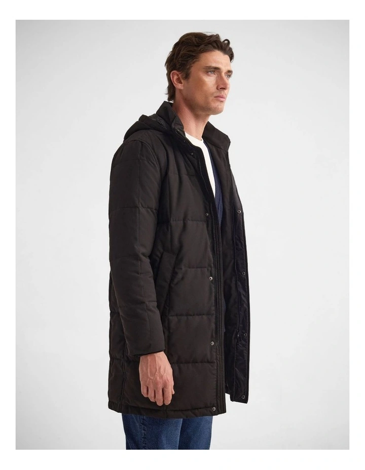 Hugh Puffer Coat in Black image 3