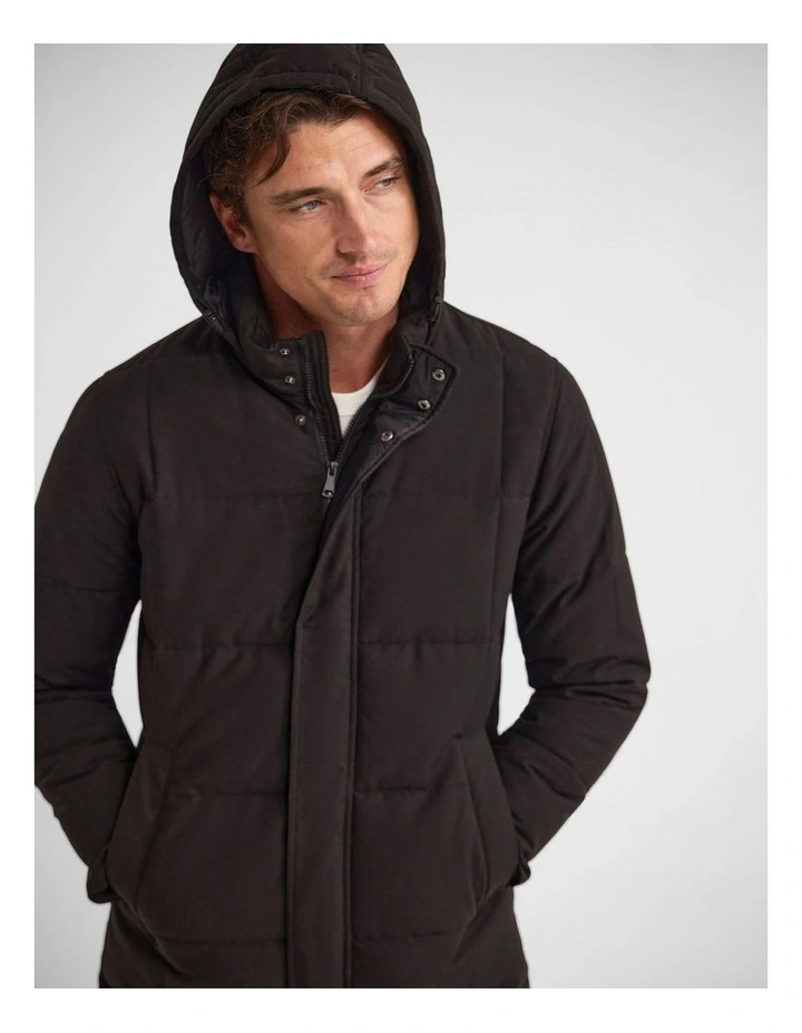 Hugh Puffer Coat in Black image 7