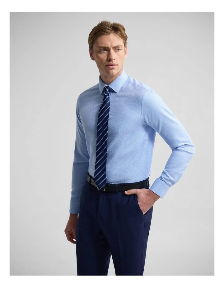 Beckton Slim Fit Cotton Shirt in Navy image 3