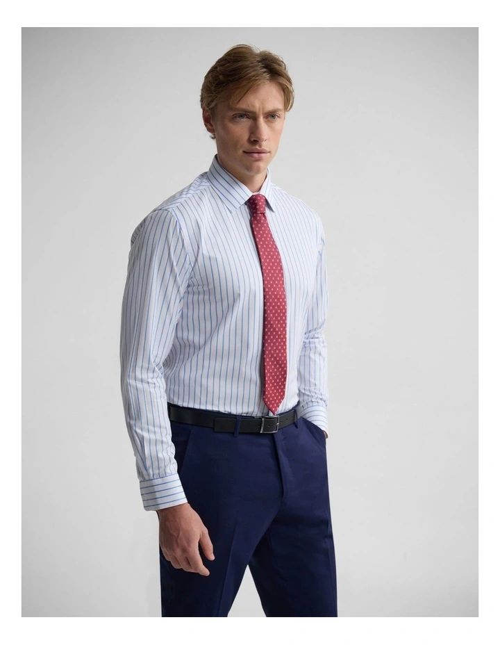 Islington Striped Classic Fit Shirt in Blue Stripe image 3