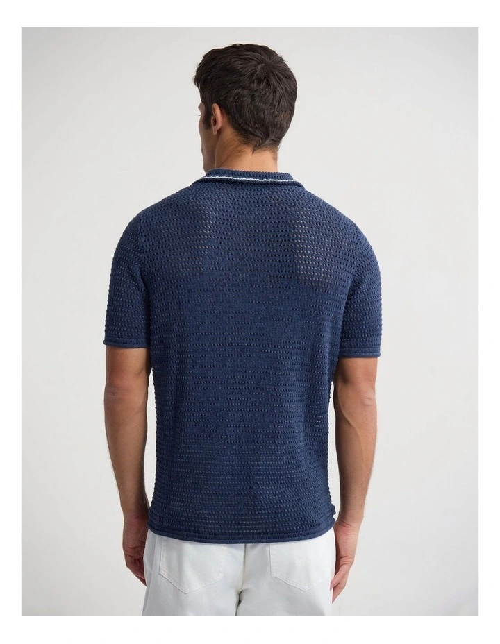 Oliver Contrast Stitch Polo in Navy image 2