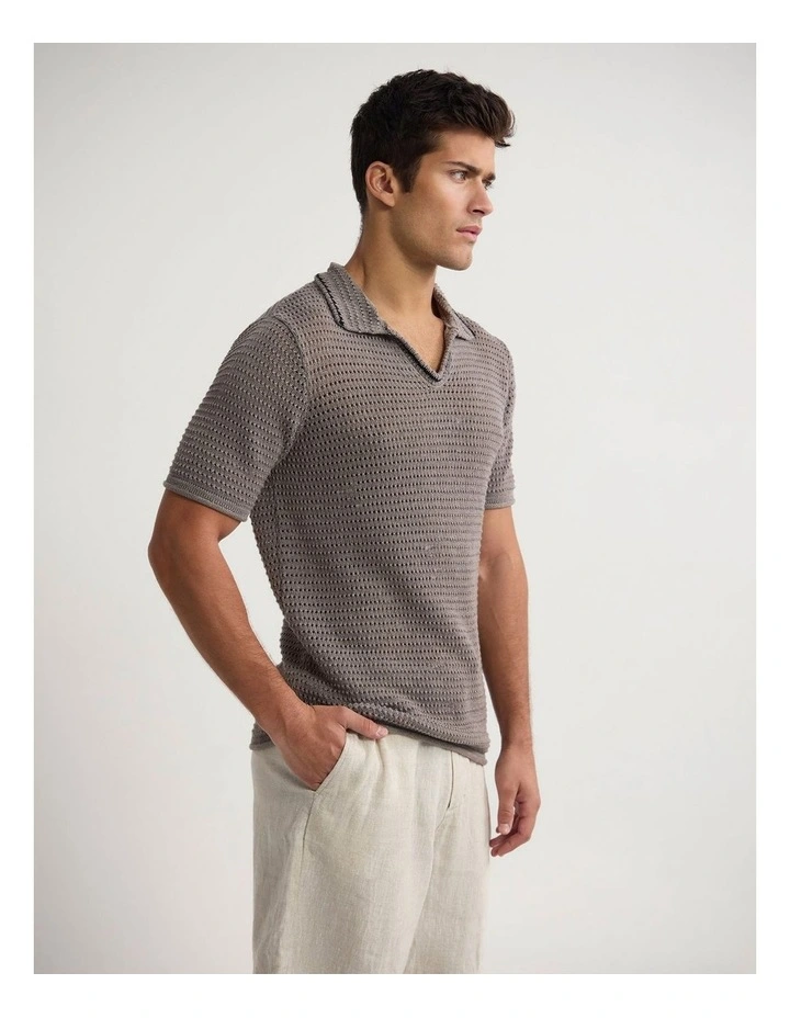 Oliver Contrast Stitch Polo in Mocha image 3