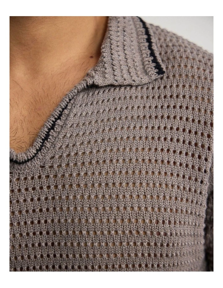 Oliver Contrast Stitch Polo in Mocha image 6