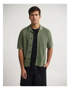 Silas Button Up Knit in Olive