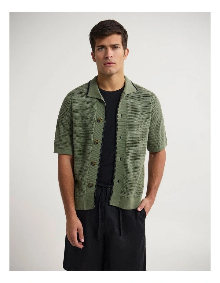 Silas Button Up Knit in Olive image 1