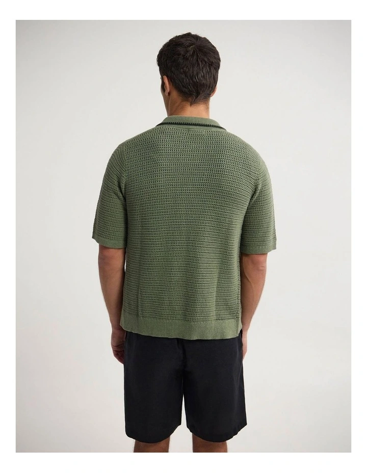 Silas Button Up Knit in Olive image 2