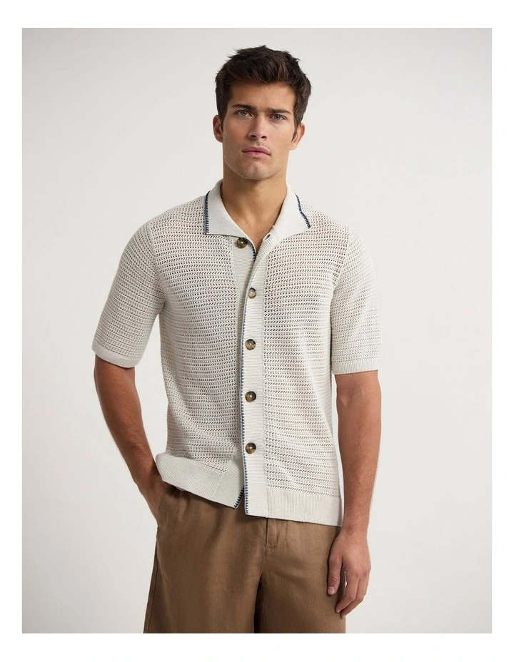 Silas Button Up Knit in Natural image 1