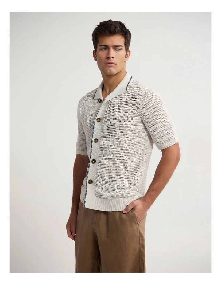 Silas Button Up Knit in Natural image 3
